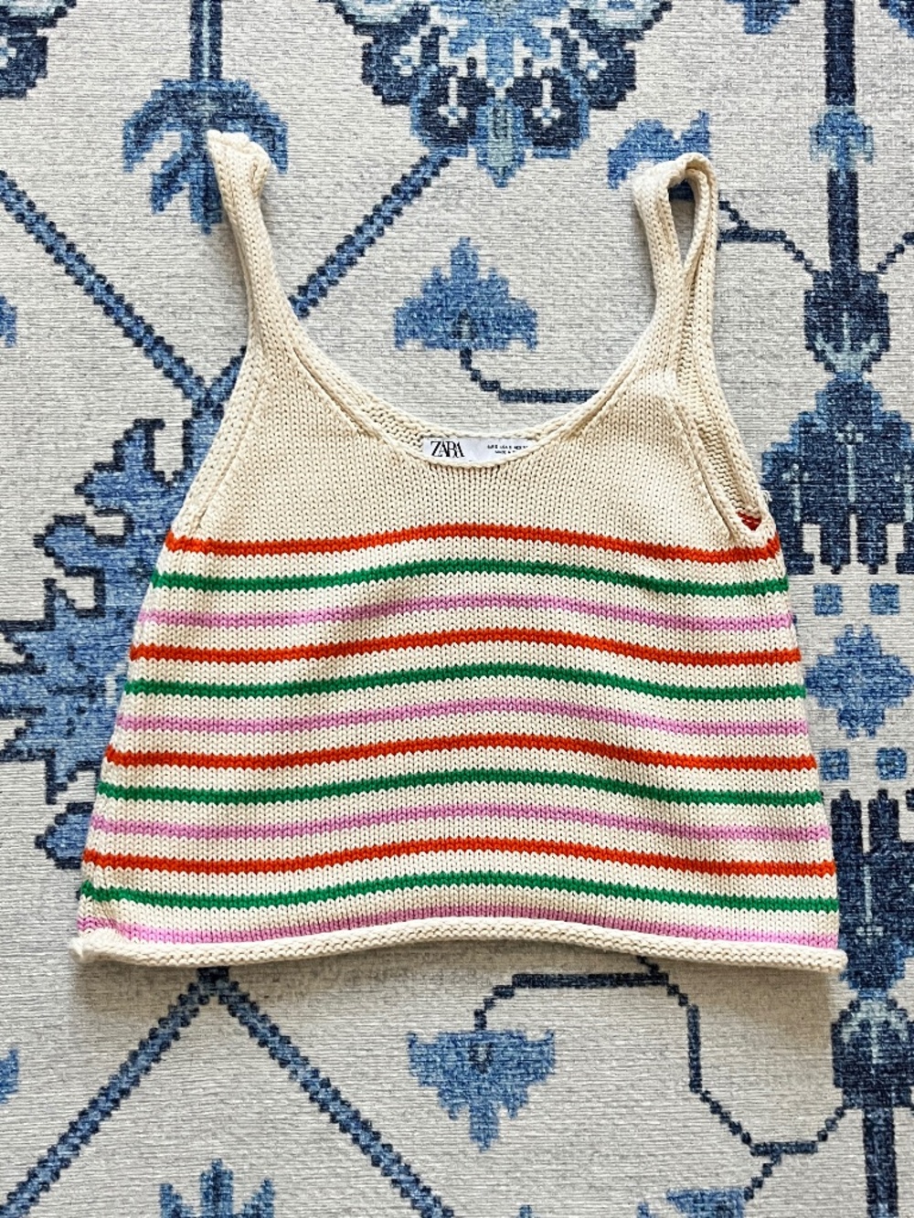 Zara Cream Knit Striped Sweater Tank